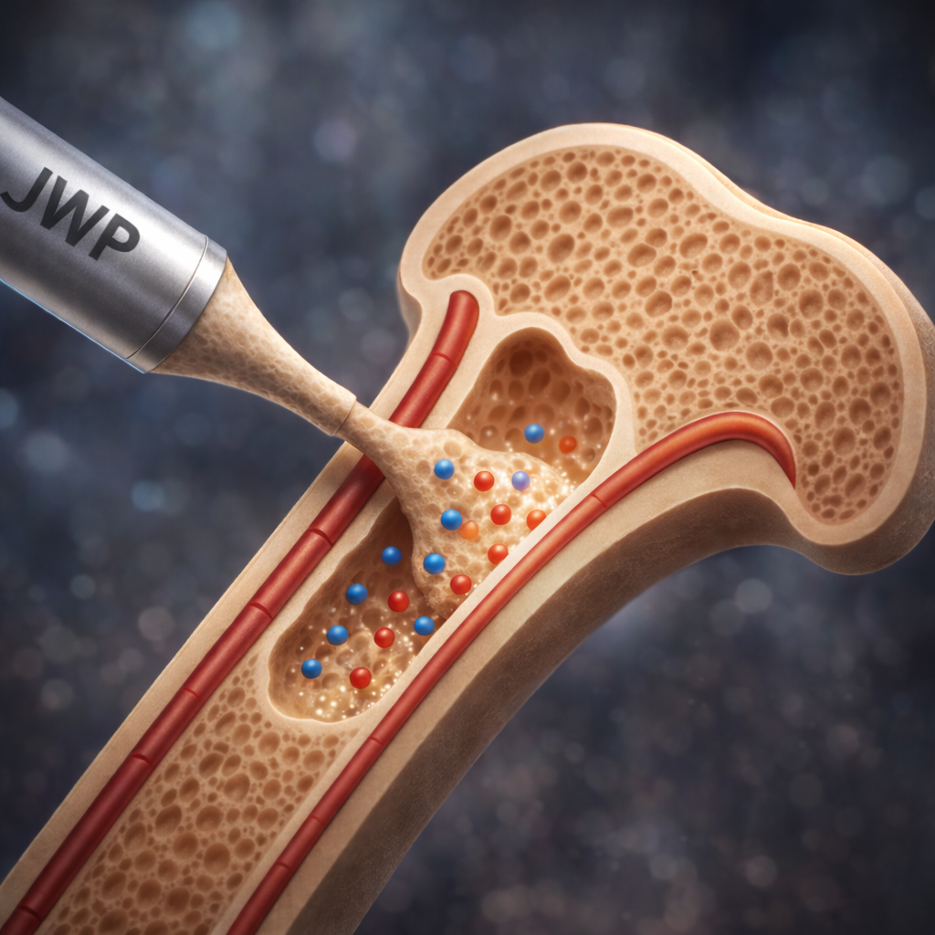 Illustration of localized drug-eluting bone treatment